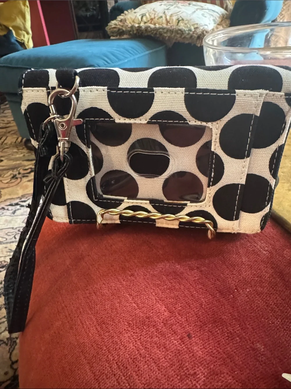 thirty-one Black & White Polka Dot ID Wristlet
